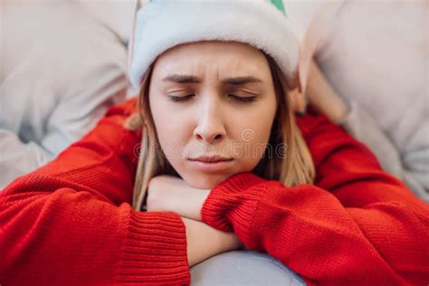 Portrait Of A Beautiful Sad Woman On Bed Stock Image Image Of