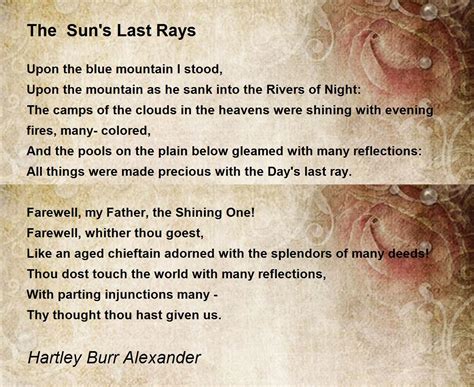The Suns Last Rays By Hartley Burr Alexander The Suns Last Rays Poem