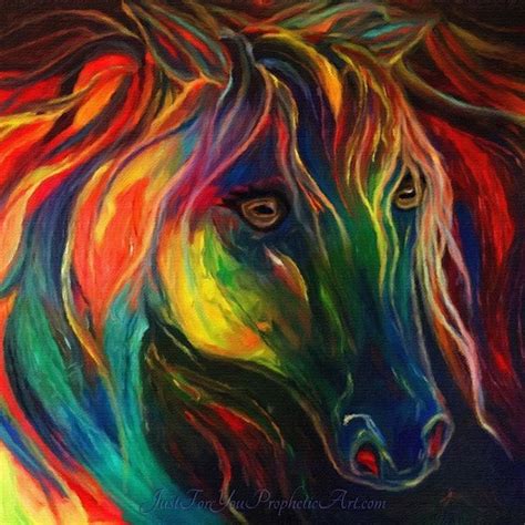 Blazing Fire Colored Horse Mane With Rainbow Colors By Pam Herrick At