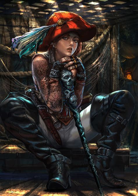 the amazing digital art pirate woman pirate art character portraits