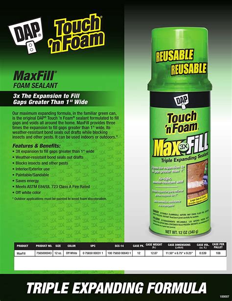 Dap 7565000033 Touch N Foam Max Fill 12 Ounce Triple Expanding Sealant