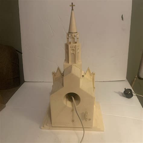 Vintage Raylite Plastic Cathedral Church Lights Up Music Box Plays