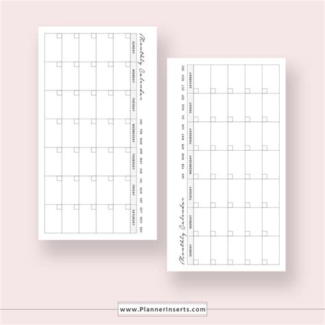 Undated Monthly Calendar For Unlimited Instant Download Digital