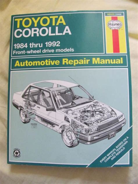 Buy Haynes Toyota Corolla Automotive Repair Manual 1984 1992 New In