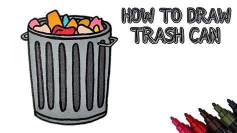 How To Draw Trash Can Drawing A Garbage Can Youtube