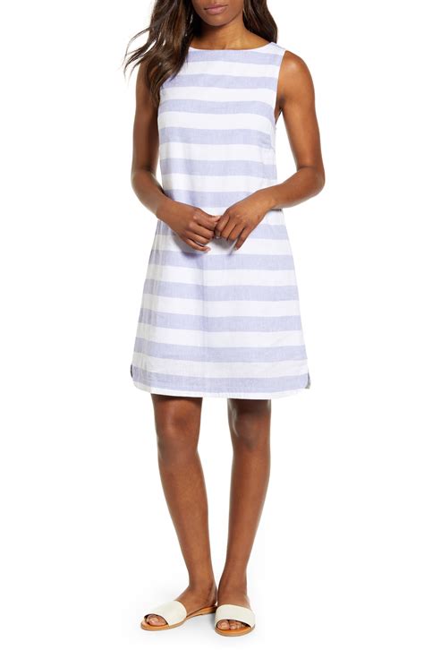 Beach Lunch Lounge Alina Stripe Linen And Cotton Shift Dress In White Lyst