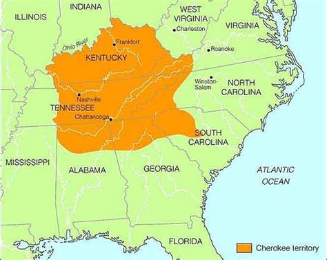 The Map Shows Where Most Cherokee Indians Were Distributed My Great