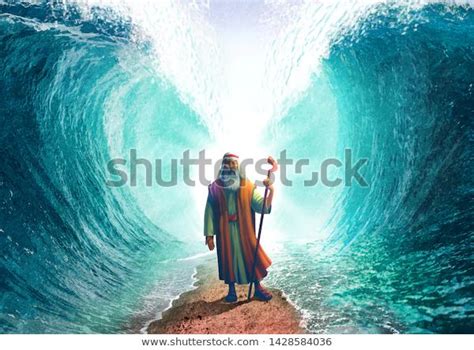 Moses Parting Red Sea Stock Illustration 1428584036 Stock