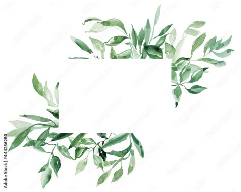 Watercolor Greenery Frame Eucalyptus Leaves Borders For Wedding