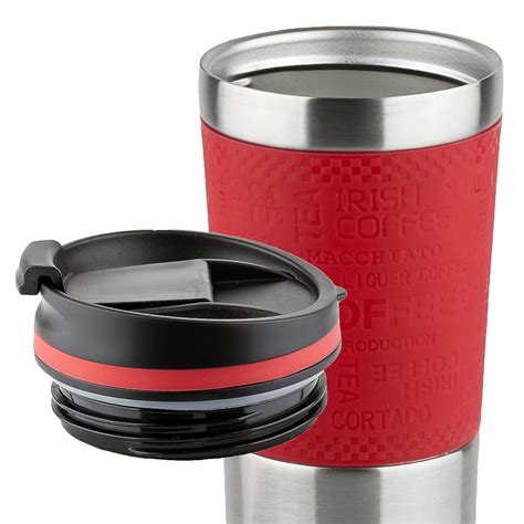 Stainless Steel Insulated Coffee Mug One Handed Open To Drink Double Walled And Leakproof For