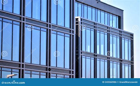 Minimalist Glass Facade Steel Framework Holding The Large Transparent