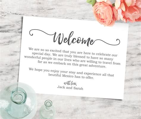 Printable Editable 5x7 Welcome Note Destination Wedding Etsy