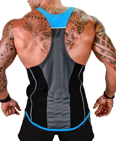 Minaso Mens Y Back Tank Tops Gym Bodybuilding Workout Sleeveless Shirts 2xl Blue Amazon Ca