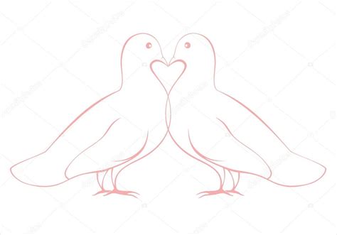 Pair Of Love Doves Vector Illustration Valentine Or Wedding Card