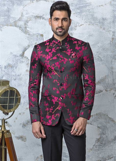 Black Jacquard Designer Jodhpuri Suit Dress Suits For Men Designer