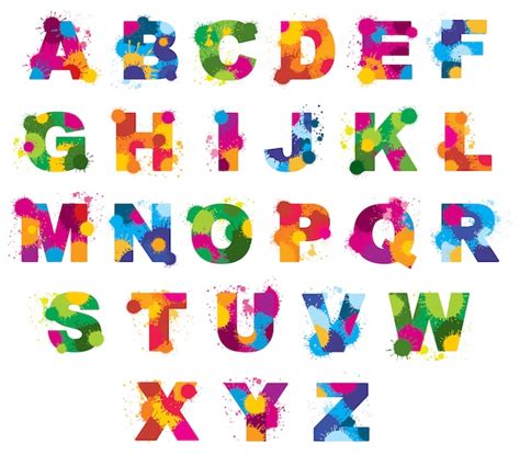 Premium Vector Letters Alphabet Painted By Color Splashes Font Abc
