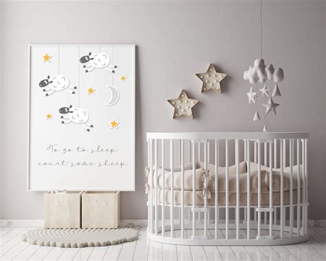 Counting Sheep Sleep Quote Print Framed A4 A3 Nursery Etsy