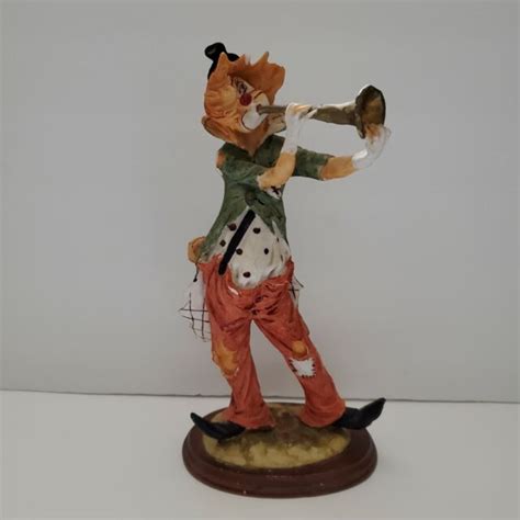 vintage resin hobo clown figurine playing horn instrument ebay