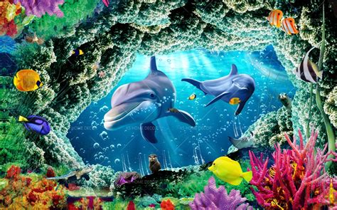 3d Ocean Underwater Scene Character Mural 3d20002 Best Quality