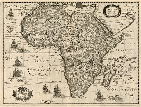 Antique Map Of Africa By Jodocus Hondius Circa 1640 Drawing By Blue