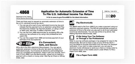 Irs Form 4868 Application For Automatic Extension Of Time To File