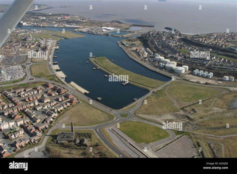 Aerial Barry Waterfront And Docks Vale Of Glamorgan South Wales Stock