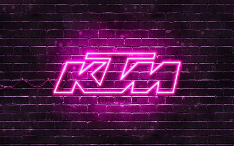 Download Wallpapers Ktm Purple Logo 4k Purple Brickwall Ktm Logo