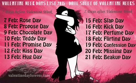 Valentine Day Date Sheet 2019 Valentines Day Week List Schedule Dates