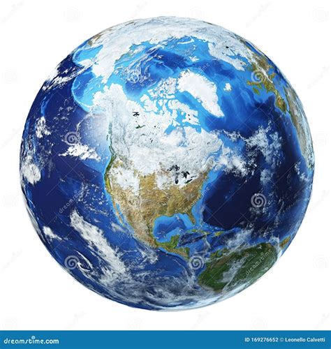 Earth Globe 3d Illustration North America View Stock Illustration