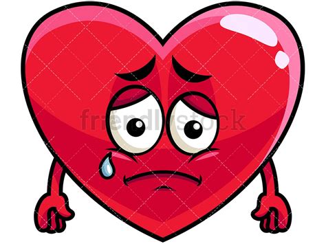 Teared Up Sad Heart Emoji Cartoon Vector Clipart Friendlystock