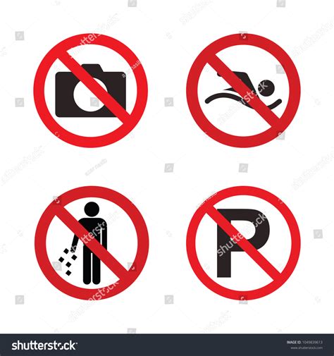 Prohibition Signs Set Prohibition Symbols Stock Vector Royalty Free 1049839613
