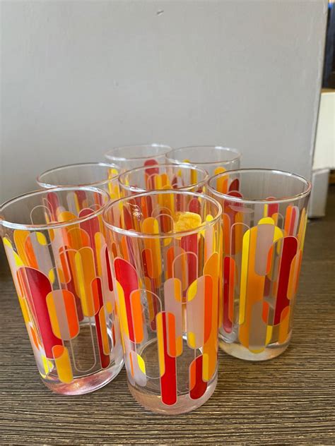Vintage Orange Drinking Glass Furniture And Home Living Kitchenware And Tableware Other