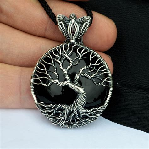 Onyx Tree of Life Pendant - Sterling Silver - Handmade - Wire Wrap · Wire Wrapped Jewelry by TDW ...