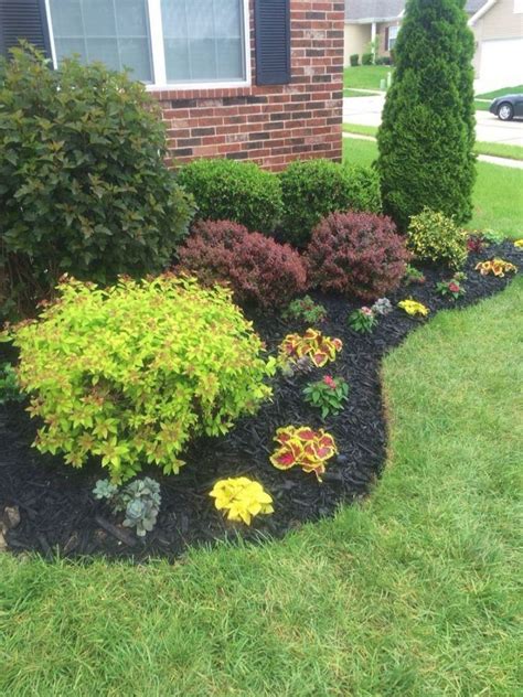 beautiful flowerbed black mulch made a big difference front yard landscaping simple easy