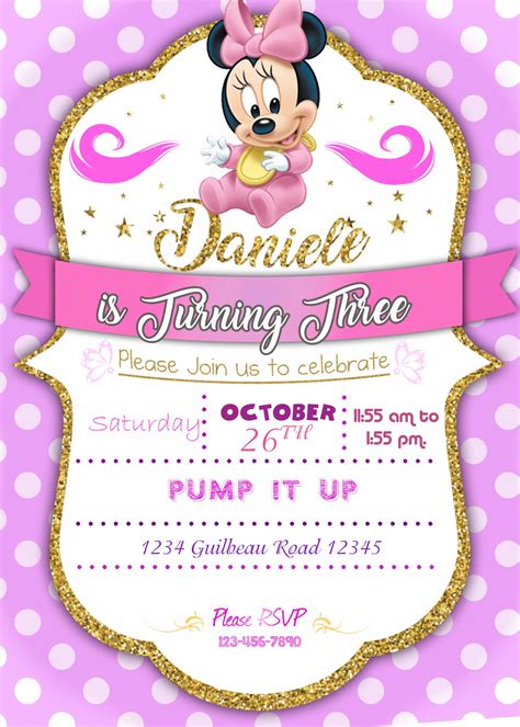 Minnie Mouse Birthday Printable Invitation Disney Minnie Party