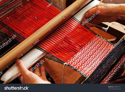 Traditional Handweaving Loom Being Used Make Stock Photo 309892151