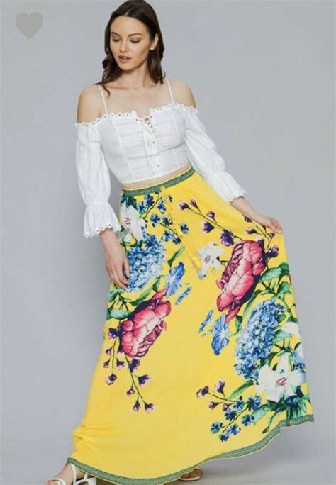 Yellow Floral Maxi Skirt In 2021 Maxi Skirts For Women Floral Maxi