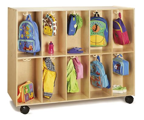 Jonti Craft Portable 10 Compartment Cubby With Wheels Backpack