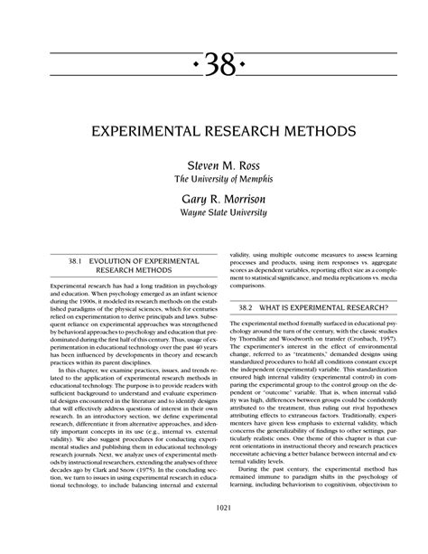 Learn how to write a strong methodology chapter that allows readers to evaluate the reliability and validity of the research. (PDF) Experimental Research Methods