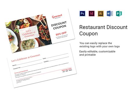 Turning traditional way with modern way of dining can be the best way to increase restaurant's revenue. Restaurant Discount Coupon Template in PSD, Word ...