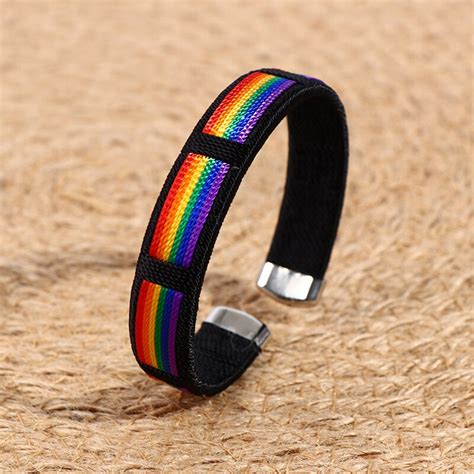 pulseras de orgullo arco ris para hombres y mujeres brazalete abierto lgbt gay lesbiana bisexual
