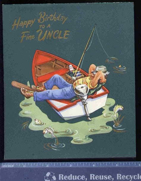Items similar to Vintage FISHING boat BIRTHDAY -Greeting Card, Old