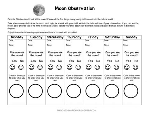 Engage Families With A Moon Observation Printable For Preschoolers