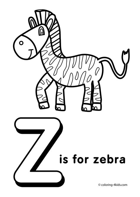 Z Letter Coloring Pages Of Alphabet Z Letter Words For Kids
