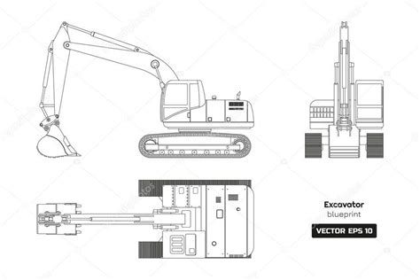 Excavator Outline Drawing Outline Drawing Of Excavator On White