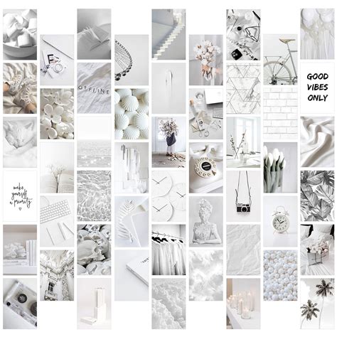 Buy TEHEVIN PCS White Neutral Light Grey Aesthetic Pictures Wall Collage Kit Trendy Small