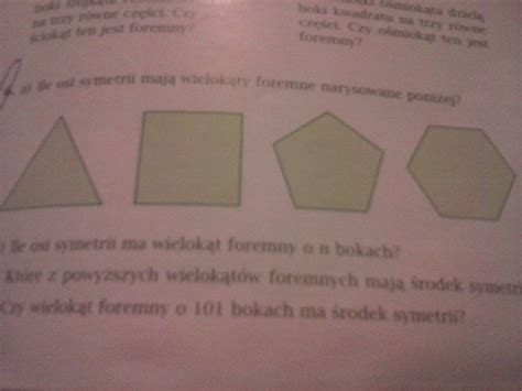 A. Ile osi symetrii mają wielokąty foremne narysowane nirzej. B. ile