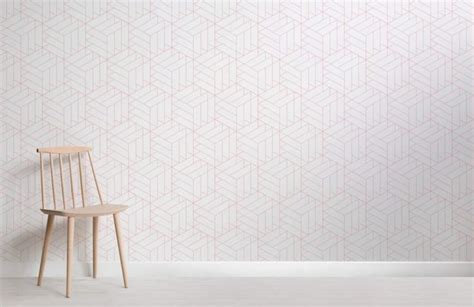 Nude Lined Cube Geometric Modern Pattern Wallpaper Hovia UK Modern