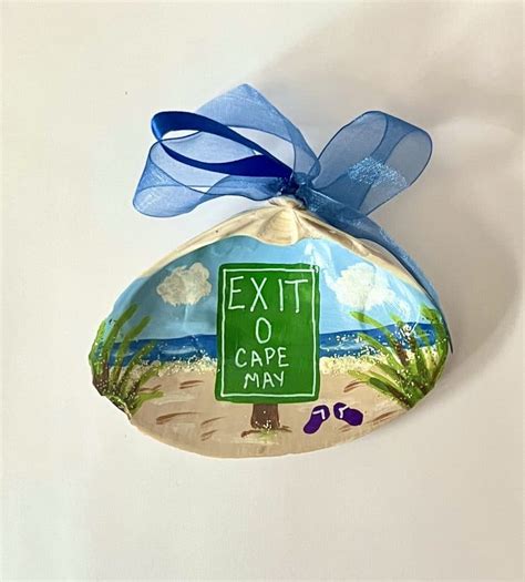 Exit Cape May Hand Painted Shell Ornament Winterwood Gift