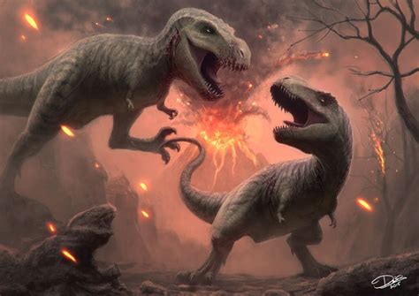 T Rex Fight Dinosaur Illustration Dinosaur Images Prehistoric Animals